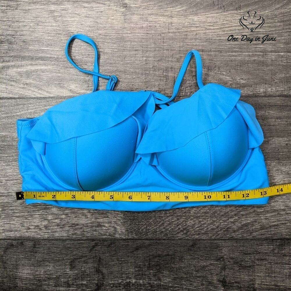 Blue Ruffle Underwire Bikini Top Xl - Picture 2 of 3